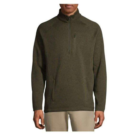 George Men's Army Green Half Zip Sweater Fleece Casual Comfortable Size Medium - Picture 2 of 5